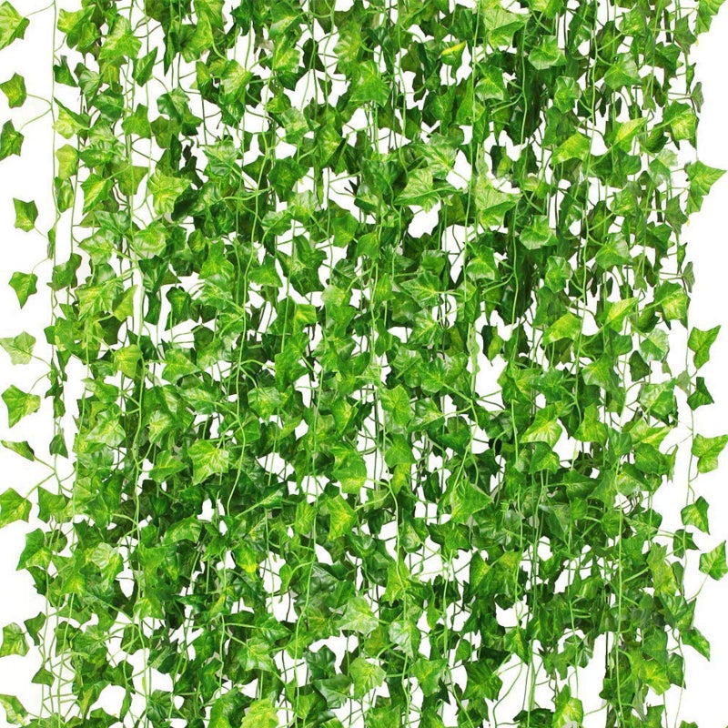 CQURE 12 Pack 84Ft Artificial Ivy Garland, Fake Vines UV Resistant Greenery Leaves Fake Plants Hanging Aesthetic Vines for Home Bedroom Party Garden Wall Room Decor - Image 1